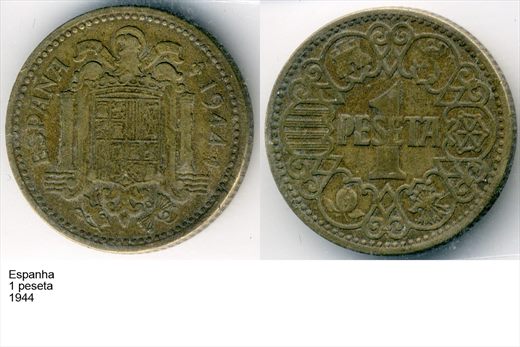 Espanha - Peseta 1 - 1944 - G6 A2 H02 L4C1
