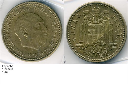 Espanha - Peseta 1 - 1953 - G6 A2 H02 L4C3