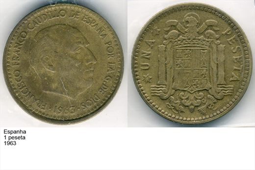 Espanha - Peseta 1 - 1963 - G6 A2 H02 L4C4