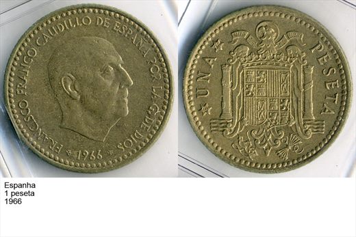 Espanha - Peseta 1 - 1966 - G6 A2 H02 L4C5