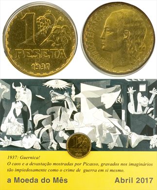 Espanha - Peseta 1 - 1937 (Moeda do Mes Abril 2017)
