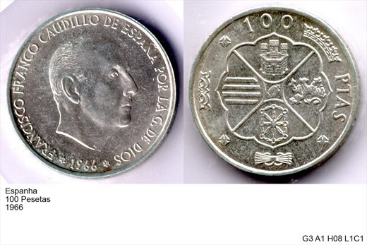 Espanha - Peseta 100 - 1966 - G3 A1 H08