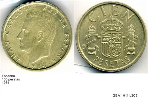 Espanha - Peseta 100 - 1984 - G5 A1 H11 L3C3