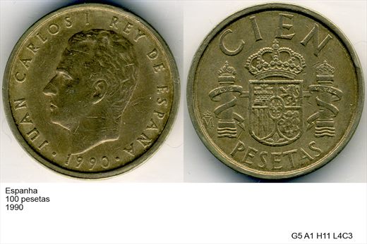 Espanha - Peseta 100 - 1990 - G5 A1 H11 L4C3
