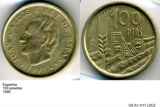 Espanha - Peseta 100 - 1995 - G5 A1 H11 L5C2