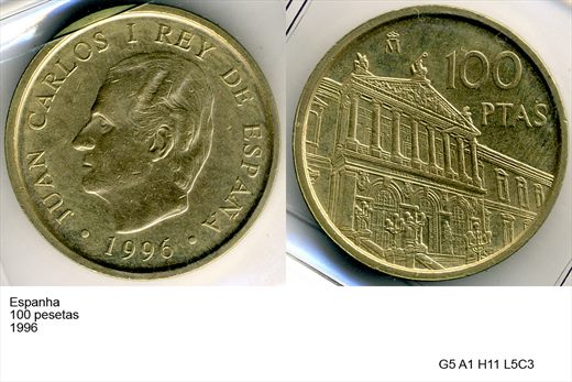 Espanha - Peseta 100 - 1996 - G5 A1 H11 L5C3