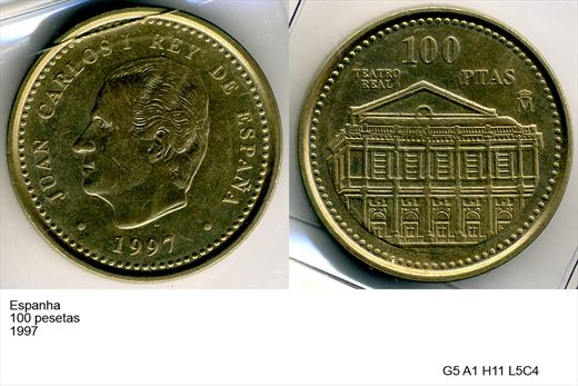 Espanha - Peseta 100 - 1997 - G5 A1 H11 L5C4