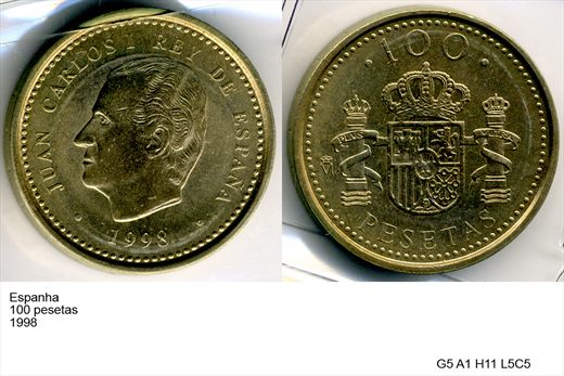 Espanha - Peseta 100 - 1998 - G5 A1 H11 L5C5