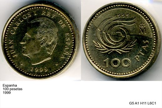 Espanha - Peseta 100 - 1999 - G5 A1 H11 L6C1