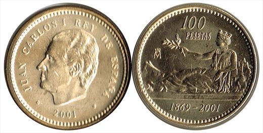 Espanha - Peseta 100 - 2001