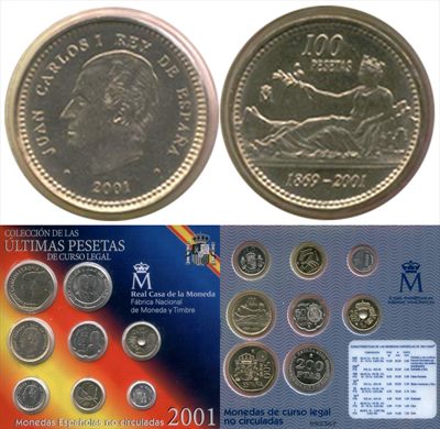 Espanha - Peseta 100 - 2001 (nao circulada)