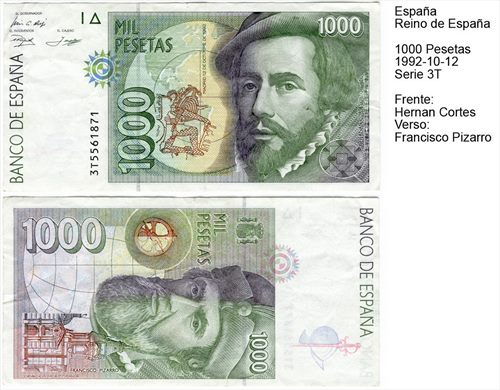 Espanha - Peseta 1000 - 1992-10-12 - Serie 3T