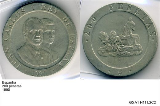 Espanha - Peseta 200 - 1990 - G5 A1 H11 L2C2