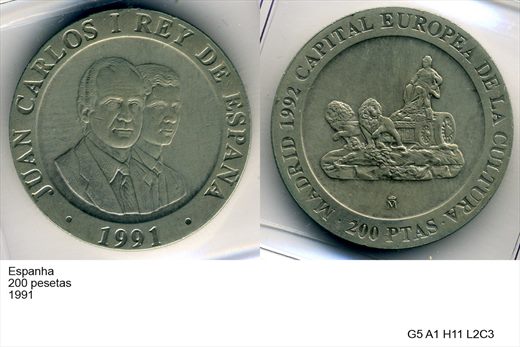 Espanha - Peseta 200 - 1991 - G5 A1 H11 L2C3