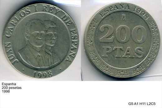 Espanha - Peseta 200 - 1998 - G5 A1 H11 L2C5