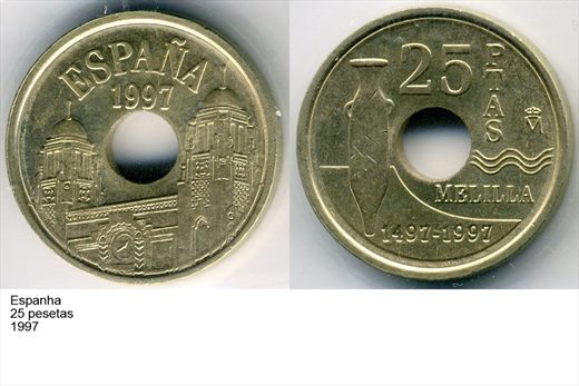 Espanha - Peseta 25 - 1997 - G6 A2 H03 L4C2