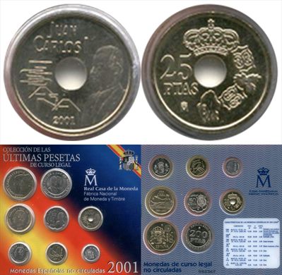 Espanha - Peseta 25 - 2001 (nao circulada)
