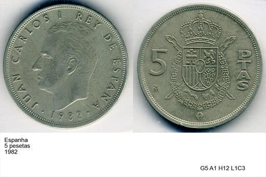 Espanha - Peseta 5 - 1982 - G5 A1 H12 L1C3