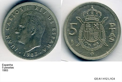 Espanha - Peseta 5 - 1983 - G5 A1 H12 L1C4