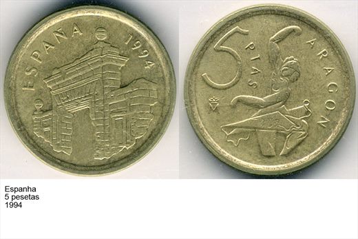 Espanha - Peseta 5 - 1994 - G6 A2 H03 L1C4