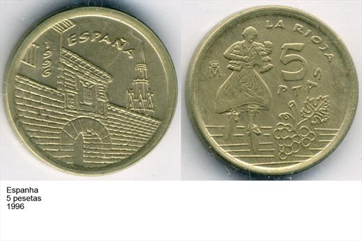 Espanha - Peseta 5 - 1996 - G6 A2 H03 L1C6