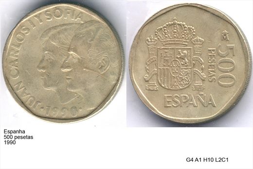 Espanha - Peseta 500 - 1990 - G4 A1 H10 L2C1