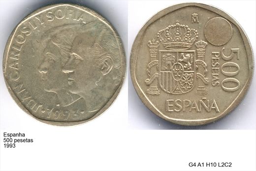 Espanha - Peseta 500 - 1993 - G4 A1 H10 L2C2