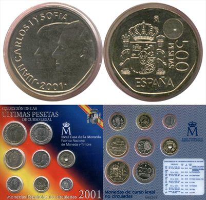 Espanha - Peseta 500 - 2001 (nao circulada)