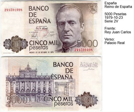 Espanha - Peseta 5000 - 1979-10-23 - Serie 2V