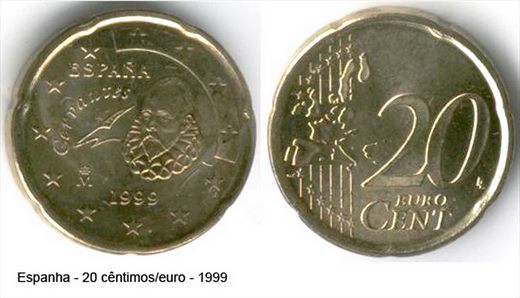 Espanha - Euro Cent 20 - 1999