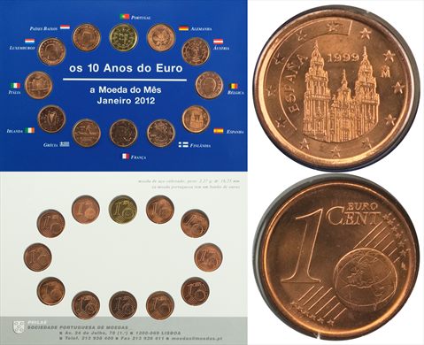 Espanha - Euro Cent 1 - 1999 (10 Anos do Euro)