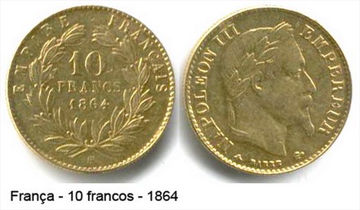 Franca - Franco 10 - 1864 - ouro