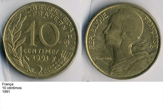 Franca - Centimo 10 - 1991 - G6 A2 H04 L1C6