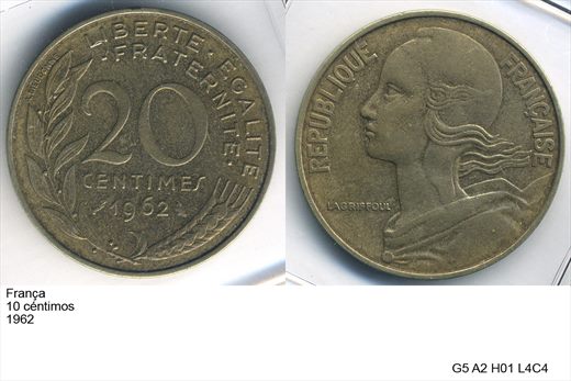 Franca - Centimo 20 - 1962 - G5 A2 H01 L4C4