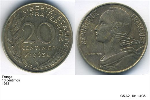 Franca - Centimo 20 - 1963 - G5 A2 H01 L4C5