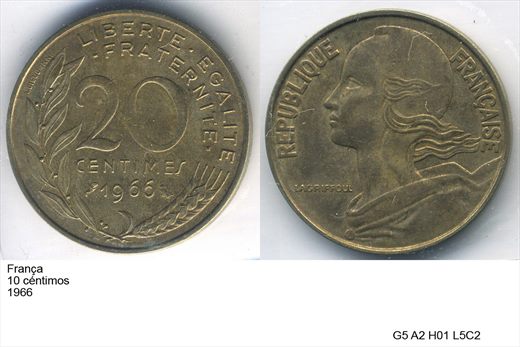 Franca - Centimo 20 - 1966 - G5 A2 H01 L5C2