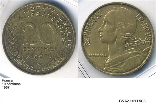 Franca - Centimo 20 - 1967 - G5 A2 H01 L5C3