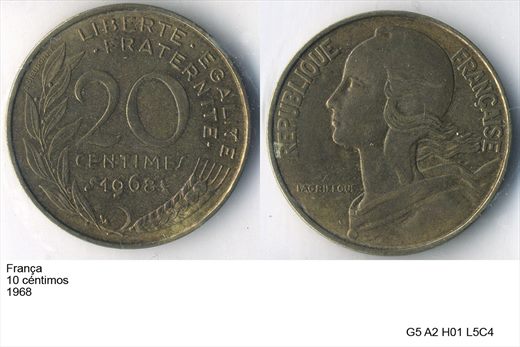 Franca - Centimo 20 - 1968 - G5 A2 H01 L5C4