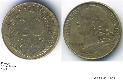 Franca - Centimo 20 - 1974 - G5 A2 H01 L6C1