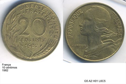 Franca - Centimo 20 - 1982 - G5 A2 H01 L6C5