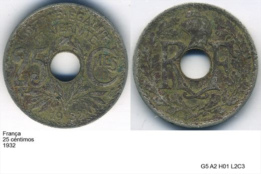 Franca - Centimo 25 - 1932 - G5 A2 H01 L2C3