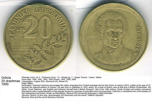 Grecia - Drachma 20 - 1990 - G5 A2 H12 L2C3