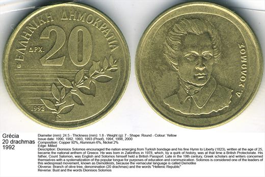 Grecia - Drachma 20 - 1992 - G5 A2 H12 L2C2