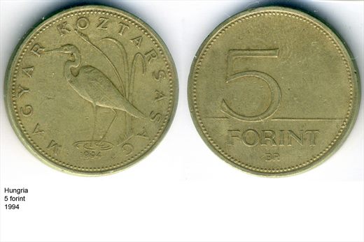 Hungria - Forint 5 - 1994 - G6 A3 H02 L3C6