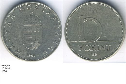 Hungria - Forint 10 - 1994 - G5 A2 H11 L6C5