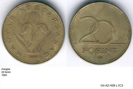 Hungria - Forint 20 - 1993 - G4 A2 H08 L1C3