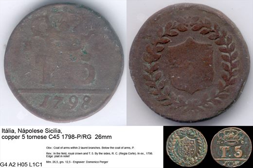 Italia - Tornese 5 - 1798