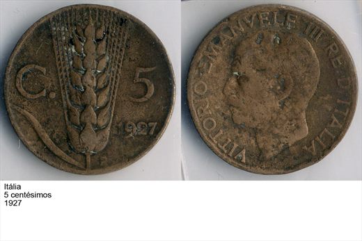 Italia - Centesimo 5 - 1927 - G6 A2 H07 L3C5