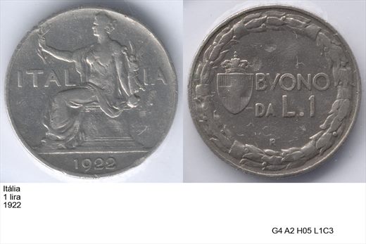 Italia - Lira 1 - 1922 - G4 A2 H05 L1C3