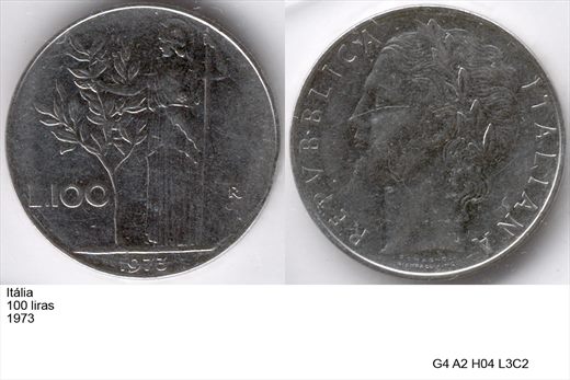 Italia - Lira 100 - 1973 - G4 A2 H04 L3C2